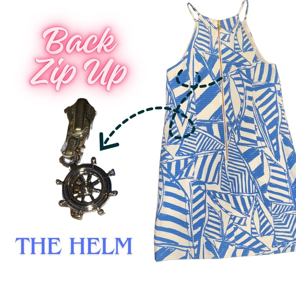 Lilly Pulitzer Size 0 Blue White Geometric Print Dress – Kentucky Derby Outfit - Picture 6 of 8